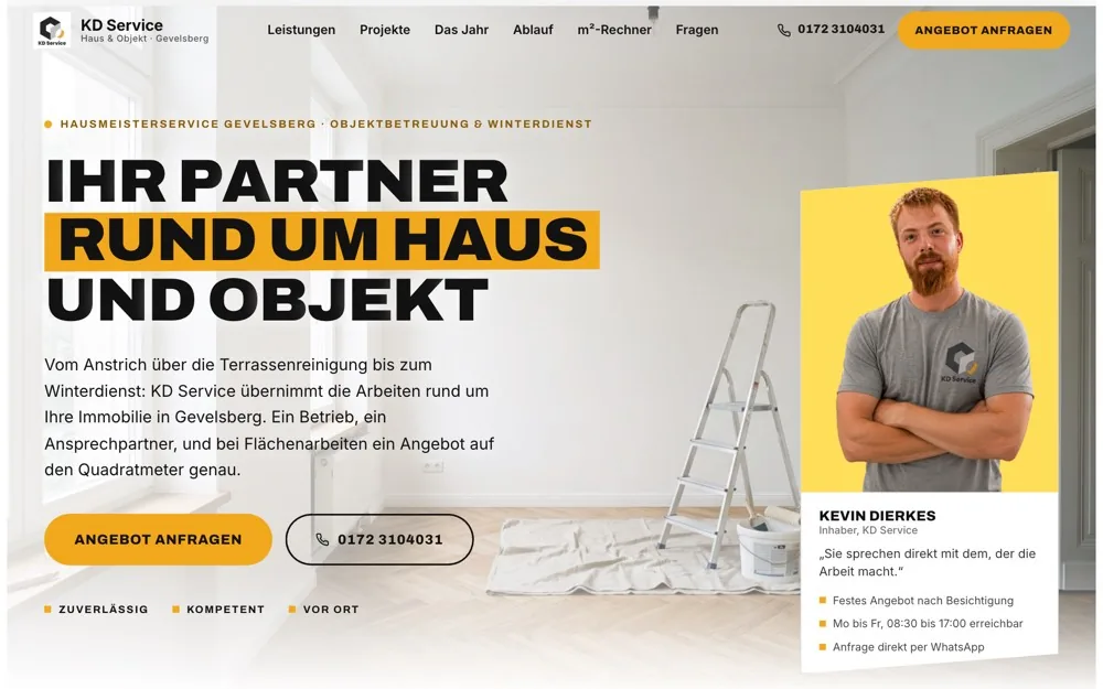 Startseite von KD Service